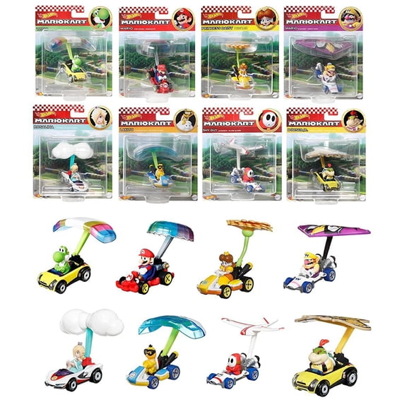 Hot Wheels Mario Kart Gliders Play Vehicle Set, 8 Count, Metal