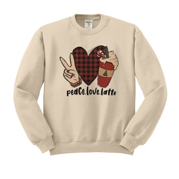 Peace Love Latte Sweatshirt Unisex X-Large Sand