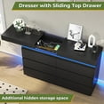 thumbnail image 4 of Black Dresser with 6 Drawers for Bedroom, Chest of Drawers with Charging Station & LED Lights & Sliding Desktop, Modern 6 Drawer Dresser for Living Room, 4 of 9