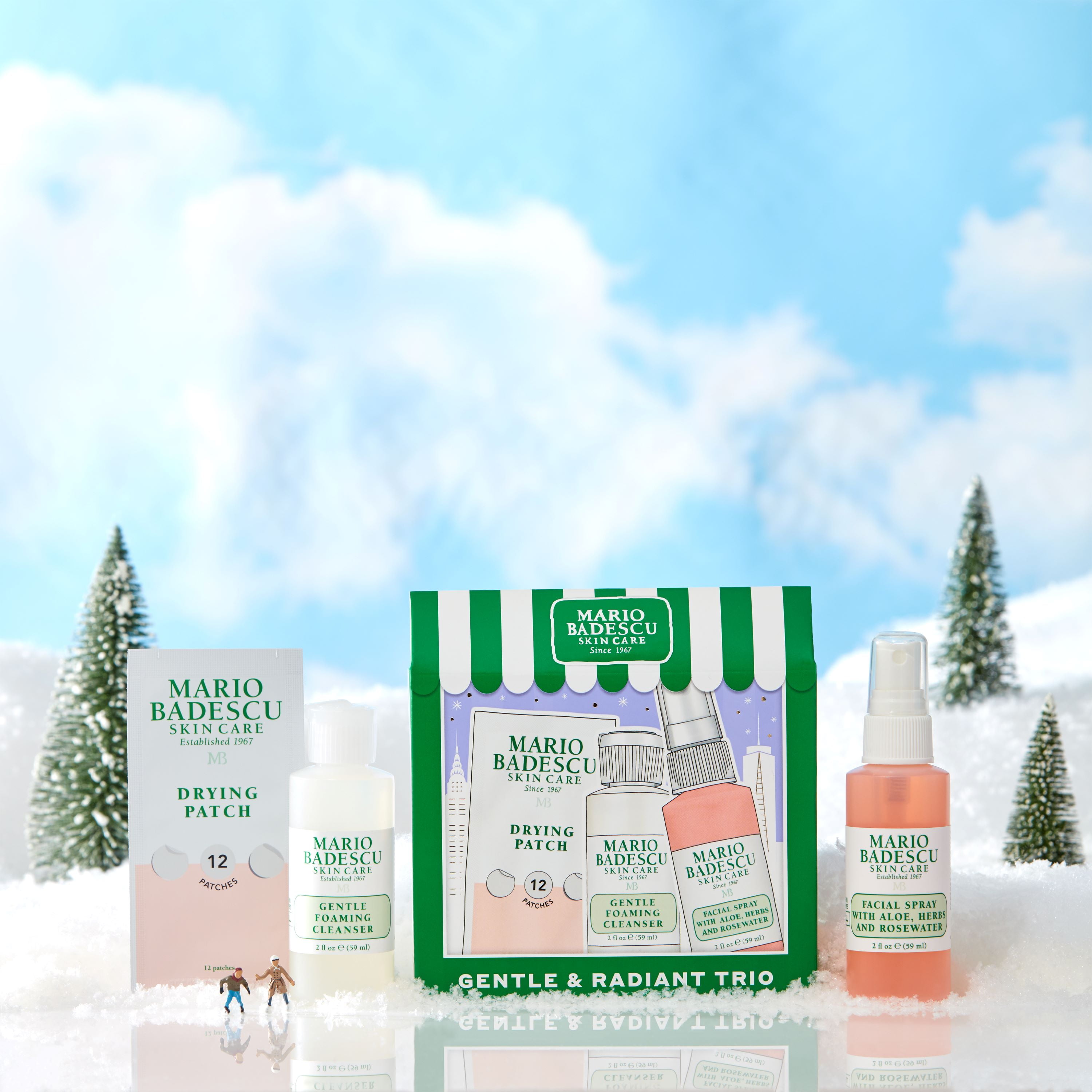 ($20 Value) Mario Badescu Gentle & Radiant Trio 2024 Exclusive Holiday Gift Set, For All Skin Types