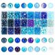 thumbnail image 1 of 720 cuentas azules de 8 mm para hacer joyas, cuentas de vidrio, 24 colores, cuentas redondas sueltas para pulseras., 1 of 9
