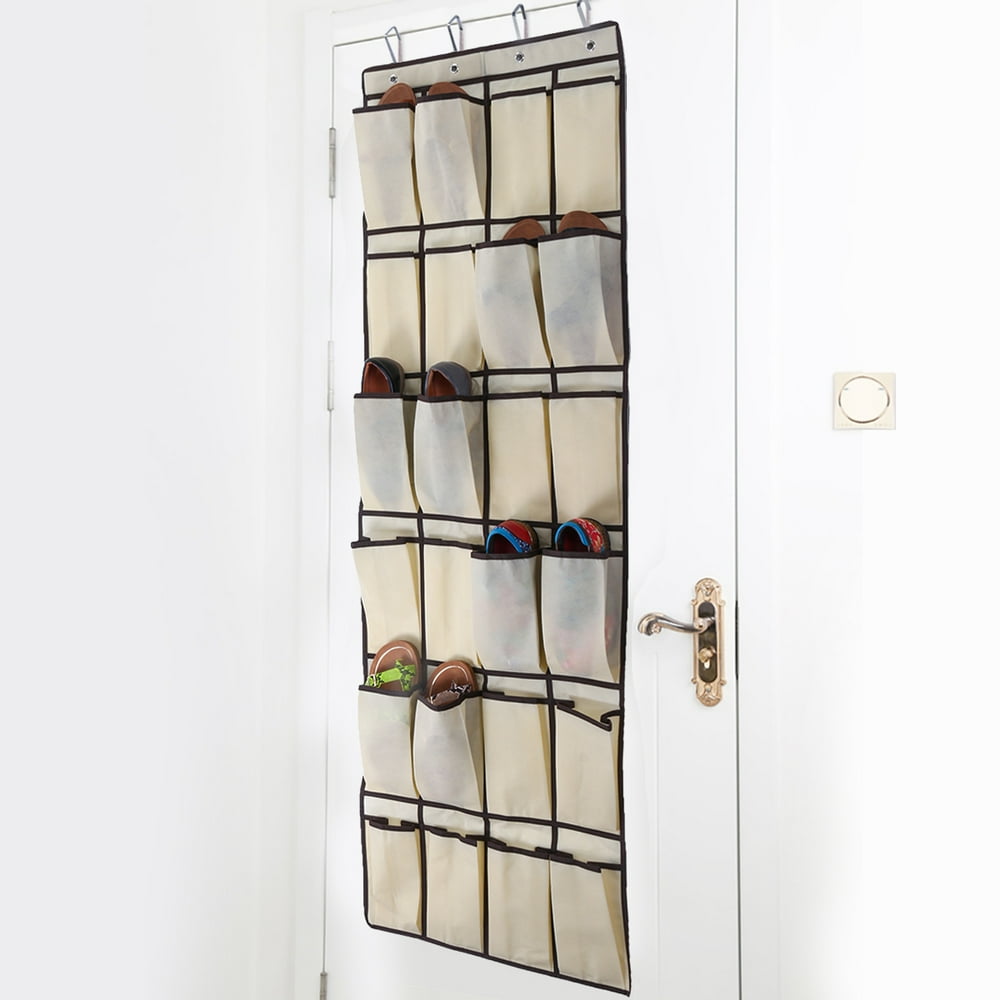 Over the Door Shoe Organizer 24 Mesh Pockets Nonwoven Over the Door