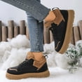 thumbnail image 2 of Platform Snow Boots for Women Low Top Winter Warm Furry Lined Lace up Ankle Booties Outdoor Casual Fuzzy Walking Shoes Black Size 8, 2 of 5