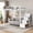 White, variant on Full Size Loft Bed with Storage Stairs, Metal Loft Bed Frame with Upper Storage Shelf, Reversible Staircase, Open Under-Bed Space and Guardrails, White