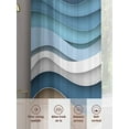 thumbnail image 5 of Blue Beige Ombre Sheer Curtains 63 Inch Length 2 Panels Set, Moire Geometric Abstract Modern Voile Window Treatment Rod Pocket Curtains Sheers Drapes for Bedroom/Living Room/Kitchen 52x"63"x2, 5 of 7