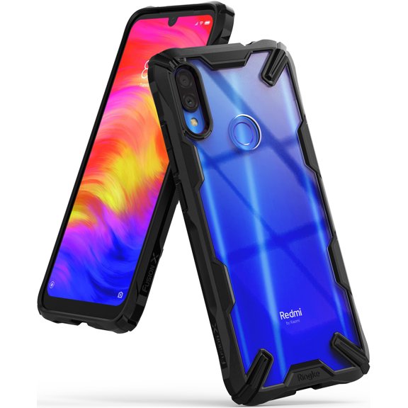 Ringke Fusion-X Case Compatible with Xiaomi Redmi Note 7, Transparent Hard Back Shockproof Advanced Bumper Cover - Black