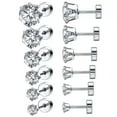 thumbnail image 5 of QQTDFG 6 Pairs 20G Stainless Steel Stud Earrings CZ Ear Studs Ear Tragus Helix Piercing-Black, 5 of 9