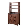 thumbnail image 1 of Bowery Hill Farmhouse Wood Multi-Storage Kitchen Cabinet in Walnut, 1 of 5