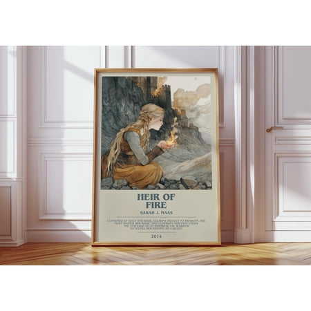 Heir of Fire by Sarah J. Maas Modern Book Print Poster Young Adult Literary Art Reader Gift Bookshelf Decor UNFRAMED