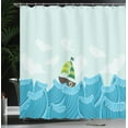thumbnail image 4 of Ambesonne Ocean Shower Curtain, Sailing Boat on the Sea, 69"Wx70"L, Pale Blue Sky Blue, 4 of 5