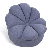 MoNiBloom Soft Mohair Blooming Flower Lounge Chair, Home Upholstered Cushion Padded Lazy Sofa, Living Room Accent Couch Floor Chair, Grey Blue