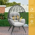 thumbnail image 2 of Dextrus Egg Chair Wicker Outdoor Indoor Oversized Large Lounger with Stand Cushion Egg Basket Chair 350lbs Capacity for Patio, Garden, Backyard, Balcony-Grey, 2 of 5