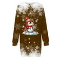 thumbnail image 5 of Wyzesi Robes Roses Grande Taille avec Manches Robe Chandail Imprimée de Noël pour Femmes Col Rond Manches Longues Robe Décontractée Sans Capuche Robes d'Hiver pour Fille, 5 of 5