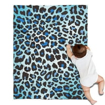 Blue Leopard Print Blanket,Comfortable Soft Flannel Throw Blanket,All Season,Warm Lightweight Blankets for Sofa Bed Couch Living Room Chair,30"x40"