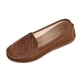 thumbnail image 2 of Women's Classic Comfort Leather Loafers Casual Slip-On Walking Flats Driving Boat Shoes Round Toe Lightweight Low Top Non Slip Cute Business Work Office Dress Shoes Brown 9.5, 2 of 6