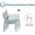 thumbnail image 3 of Patio Dining Chairs Set of 6 Stackable Dining Chair Aluminum Outdoor Armchairs with Wide Seat,White, 3 of 7
