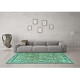 thumbnail image 3 of Ahgly Company Machine Washable Indoor Square Persian Turquoise Blue Traditional Area Rugs, 8' Square, 3 of 4