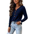 thumbnail image 2 of WUSUOWEI Women'S Sweatshirts V-Neck Knitted Blouse Long Sleeve Loose Front Design Womens Casual Daily Top XXXL, 2 of 7