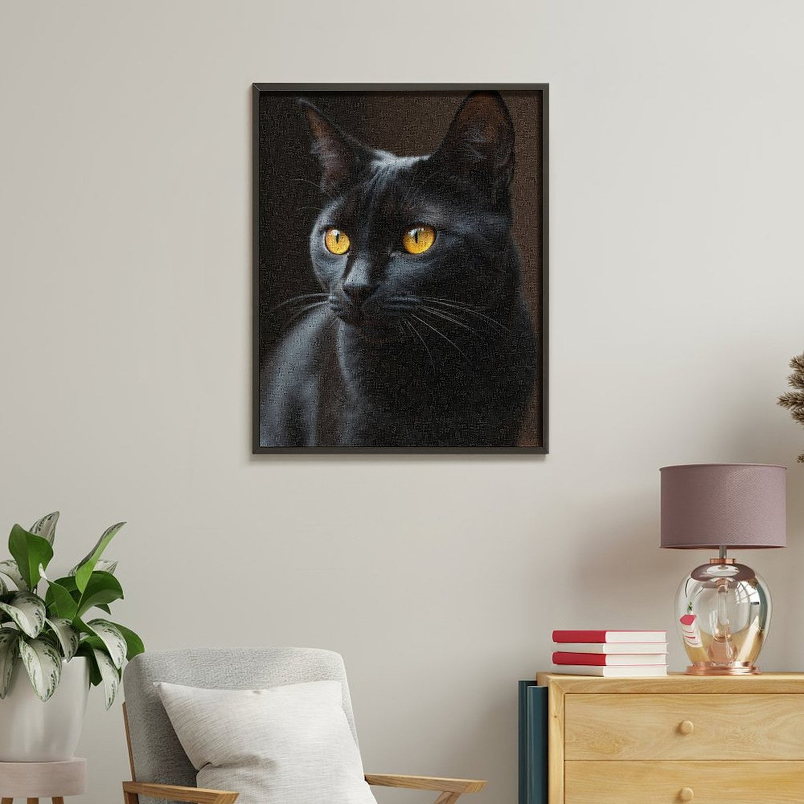 Paint by Numbers Kit for Adults, Black Cat Golden Eyes Portrait Paint by Numbers, Easy Paint by Numbers Kit for Adults Beginner, DIY Adult Paint by Number Kits on Canvas, Home Decor