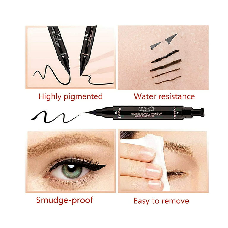 Cosprof Liquid Eyeliner Stamp Waterproof Makeup Eye Liner 2 in 1 Pencil,  Black Liquid 