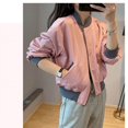 thumbnail image 5 of Chaquetas para mujer, estilo coreano, chaquetas de béisbol holgadas de gran tamaño con estampado, cárdigans de manga larga, abrigos recortados, blusas vintage para mujer, 5 of 5