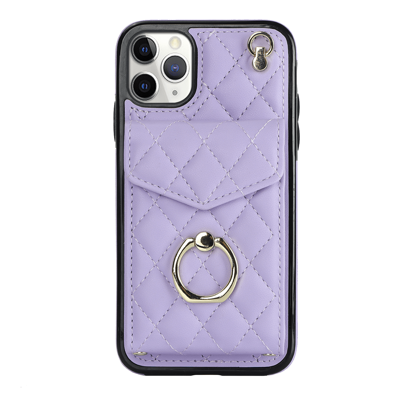Asuwish Wallet RFID Blocking PU Leather Cell Phone Case with Tempered Glass Screen Protector, Wrist Strap for iPhone 11 Pro, Purple
