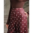 thumbnail image 5 of JUUNthy Womens Polka Dot Dress Pants, Wide Leg Flat Front High Rise Formal Office Daily Palazzo Trousers with Pockets Black M, 5 of 14