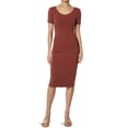 thumbnail image 1 of TheMogan Robe Midi Moulante en Jersey de Coton Extensible à Manches Courtes pour Femmes, 1 of 6