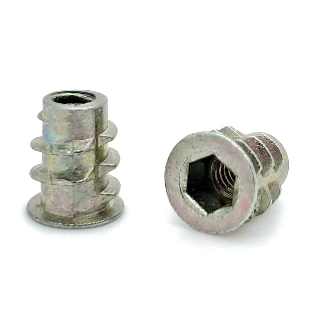 50 Fifty SNG879 8-32 Zinc Hex Flanged Threaded Inserts For Wood .394" 