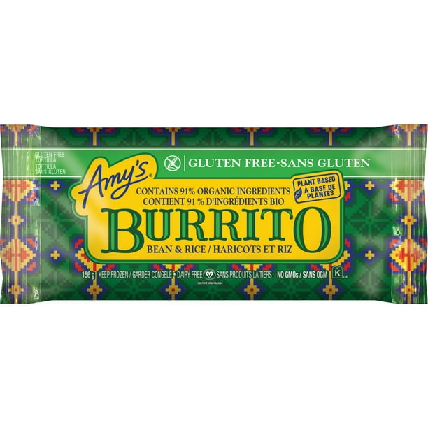 Amy's burrito sans gluten et produits laitiers avec haricots et riz 156g