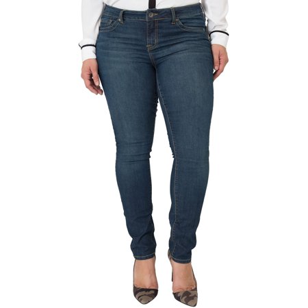 Miss Halladay Plus Size Women's Midrise Skinny Jeans Dark Sandblast Wash Size 10 To