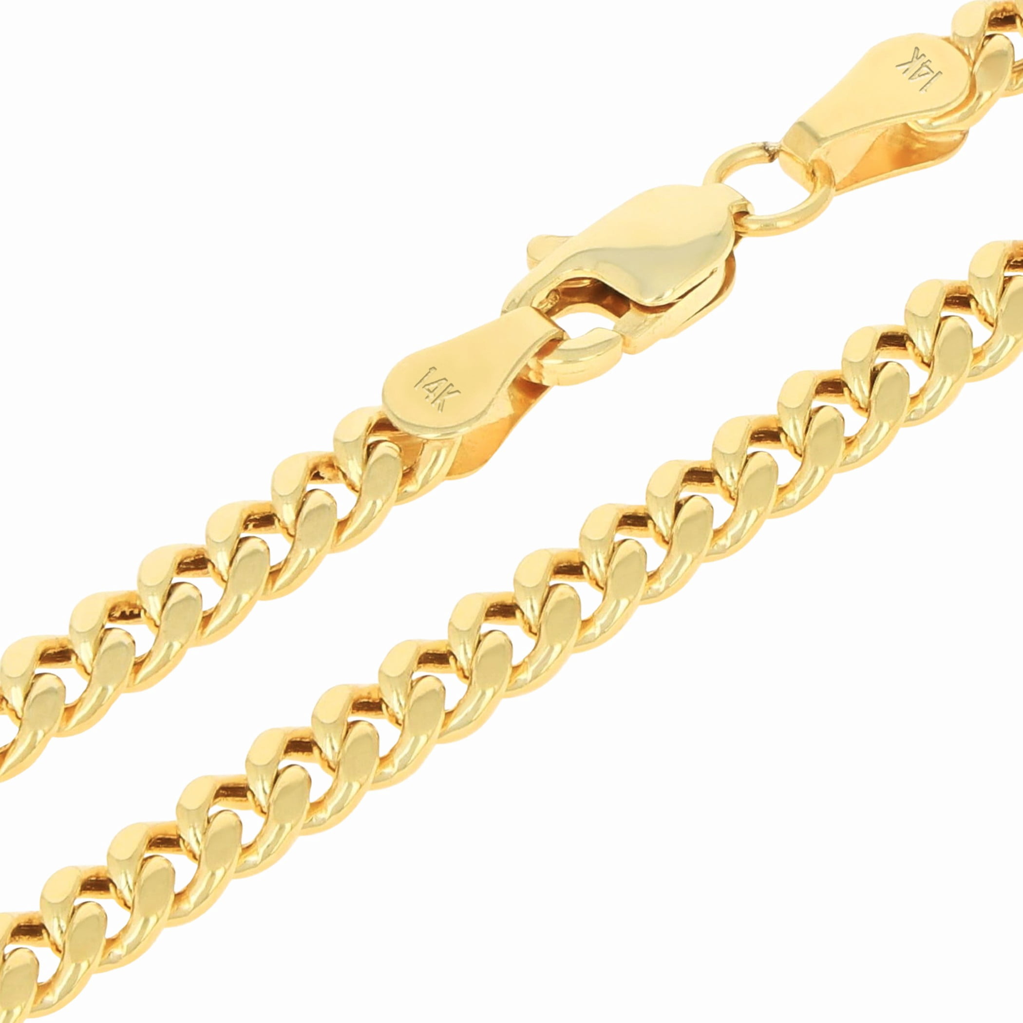 Nuragold 14k Real Yellow Gold Miami Cuban Link 4mm Chain Bracelet (7"-9") Italian Jewelry for Men & Women