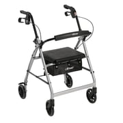 Drive Medical Rollator Rolling Walker with 6" Wheels, Fold Up Removable Back Support and Padded Seat, Silver