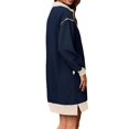 thumbnail image 3 of Women'S Oversized Sweatshirt Dress Half Zip V Neck Long Sleeve Contrast Fall Casual Mini Dresses Navy Blue M, 3 of 7