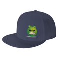 thumbnail image 1 of DouZhe Flat Brim Cap Snapback Hat, Cartoon Angry Alien Prints Adjustable Blue Adult Baseball Cap, 1 of 6