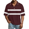 thumbnail image 2 of Dresfit Mens Polo Shirts Waffle Knit Short Sleeve Golf Shirts 2026 Summer Loose Striped T Shirts Collared Big and Tall Button Down Business Tops 2XL, 2 of 6