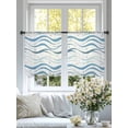 thumbnail image 4 of Blue Stripes Sheer Curtains 54 Inch Length 2 Panels Set Window Treatments, Modern Gradient Abstract Ocean Waves Lines Rod Pocket Semi Curtains for Living Room/Bedroom/Kitchen Décor, 104"W x 54"L, 4 of 7