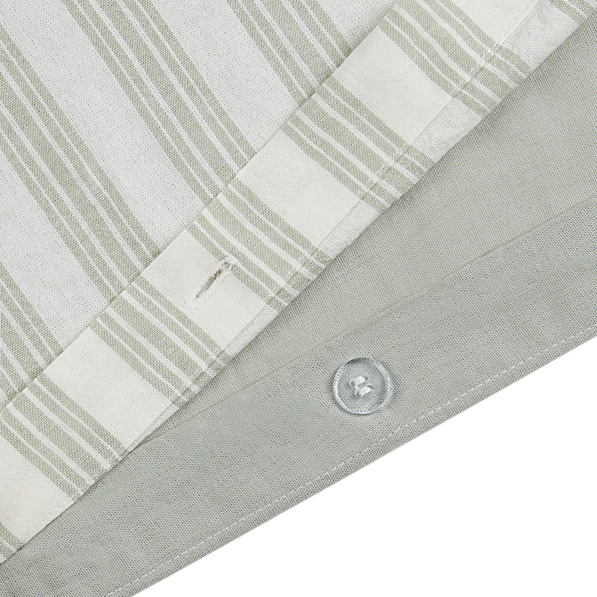 HOMETRENDS 3-Piece Green Stripe Duvet Cover Set, King, 100% Cotton