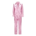 thumbnail image 2 of Silk Stain Family Christmas Pajamas Matching Sets Button Down Long Sleeve Shirts and Pants Silky Stain Xmas Pjs for Family Pictures Pink, 2 of 6