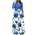 thumbnail image 2 of FcBaudy Longues Robe à Manches à Col Rond Femme Été Robe Décontractée à Manches Longues à Imprimé Floral Patchwork Robe Maxi Robe Femme, 2 of 7