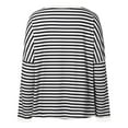 thumbnail image 4 of Womens Long Sleeve Tops Fashion Striped Color Block Crew Neck Pullover Tee Tops Casual Loose Fit Workout Going Out Tops, 4 of 4