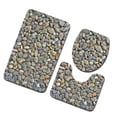 thumbnail image 3 of Juego de alfombras de baño con estampado de piedra 3D, alfombrillas de baño antideslizantes, alfombrillas decorativas para asiento de inodoro, alfombra 3 piezas Eigraketly JJ25267-02, 3 of 5