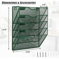 thumbnail image 2 of 5 Pocket Mesh Hanging File Organizer, Wall Mounted Mail Paper Document Folder Holder, Clipboard Storage Organization Magazine Rack with Nametag Label for Office Home School, Dark Green, 2 of 7