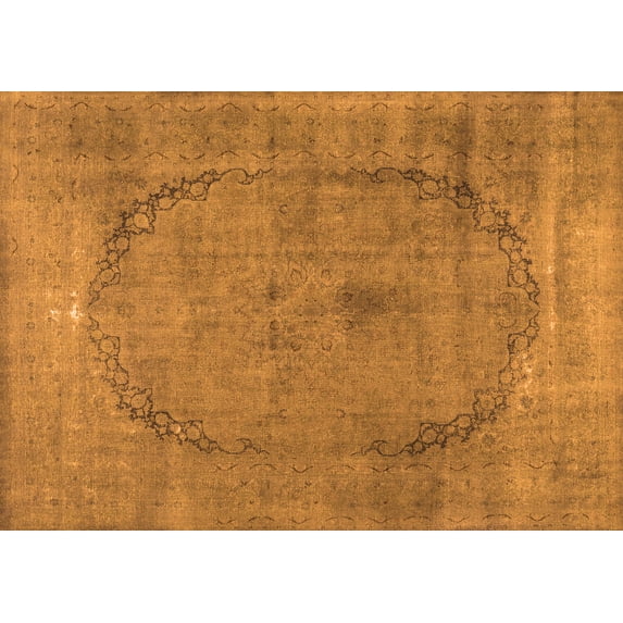 Ahgly Company Indoor Rectangle Abstract Orange Contemporary Area Rugs, 2' x 5'