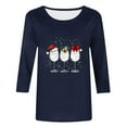 thumbnail image 4 of Womens Shirts Tops Christmas 3/4 Sleeve Print Crewneck Ladies Holiday Season Fall Clothes for Women Tees Blouses Navy Size M, 4 of 4