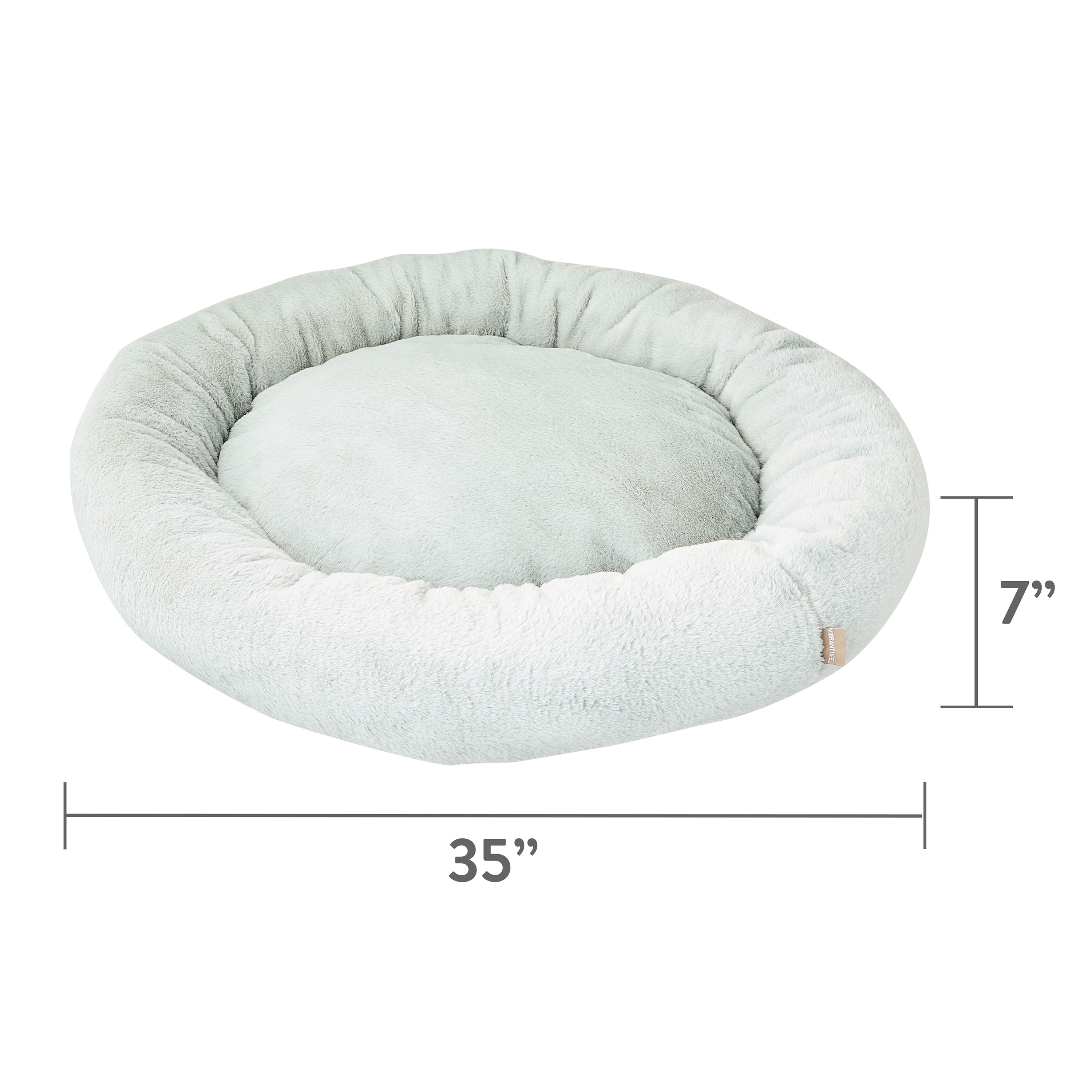 Vibrant Life Extra Large Round Orthopedic Pet Bed, Gray, 35"