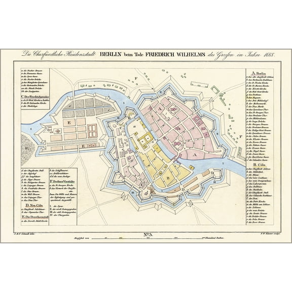24"x36" Gallery Poster, Map of Berlin in 1688