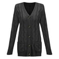 thumbnail image 5 of Vedolay Long Cardigans for Women Open Front Long Sleeve Button Down Knit Sweaters Cardigan Coat Dark Gray,3XL, 5 of 5