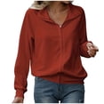 thumbnail image 2 of thefmos Women Fall Winter Collared Long Sleeve Zip Up Cardigan Tops Casual Basic Pullover Sweaters Dressy Knit Tops for Work Outdoor, Red XL, 2 of 6