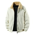 thumbnail image 4 of Corduroy Lined Jacket Winter Warm Fleece Collar Casual Outerwear Coats For Daily Street Style Comfort-White-L, 4 of 6